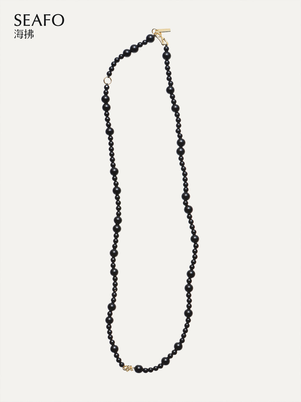 'Knotless' Black Onyx Beaded Necklace