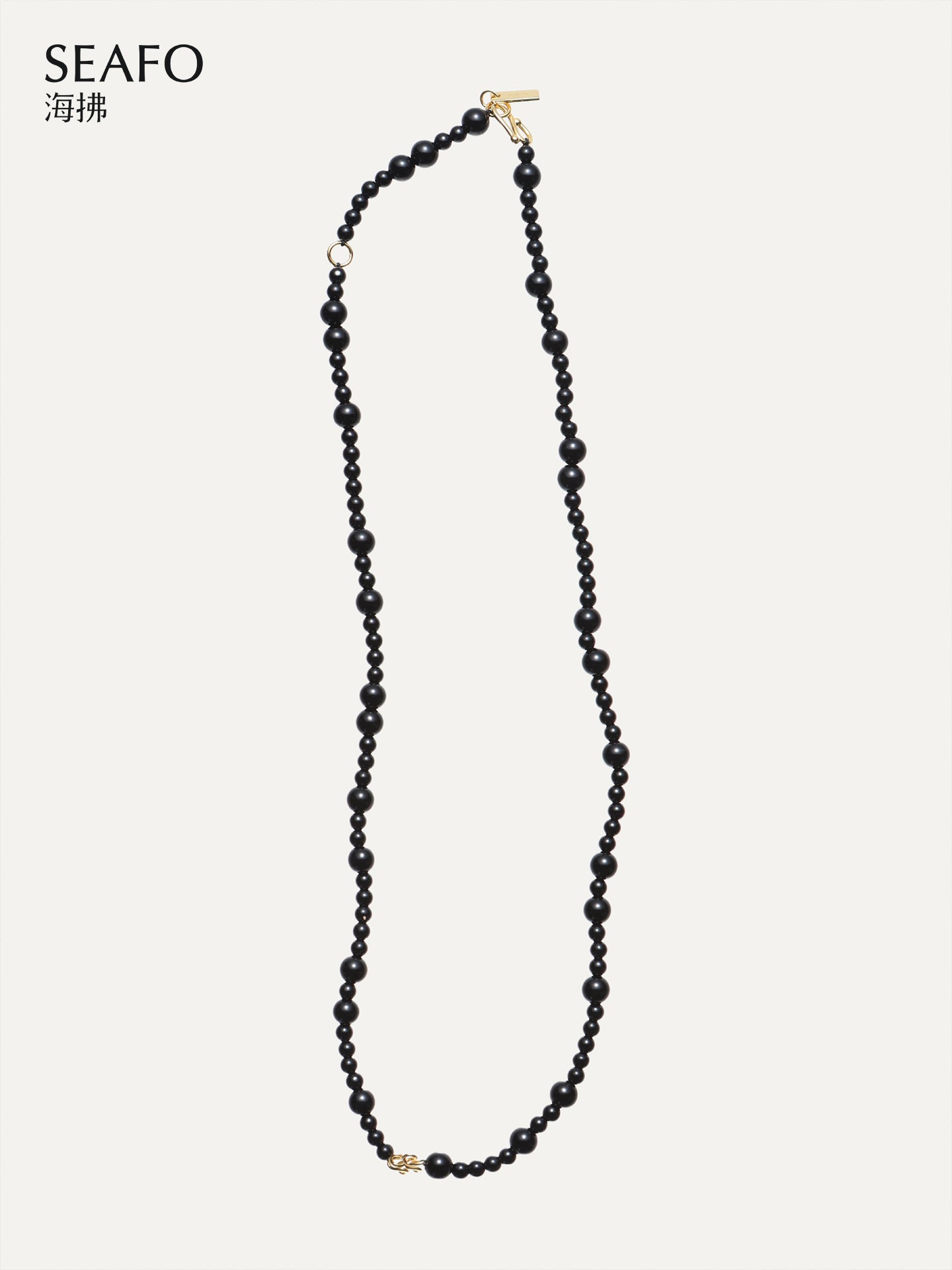 'Knotless' Black Onyx Beaded Necklace