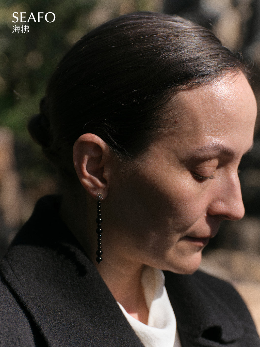 'Knotless' Black Onyx Beaded Drop Earrings