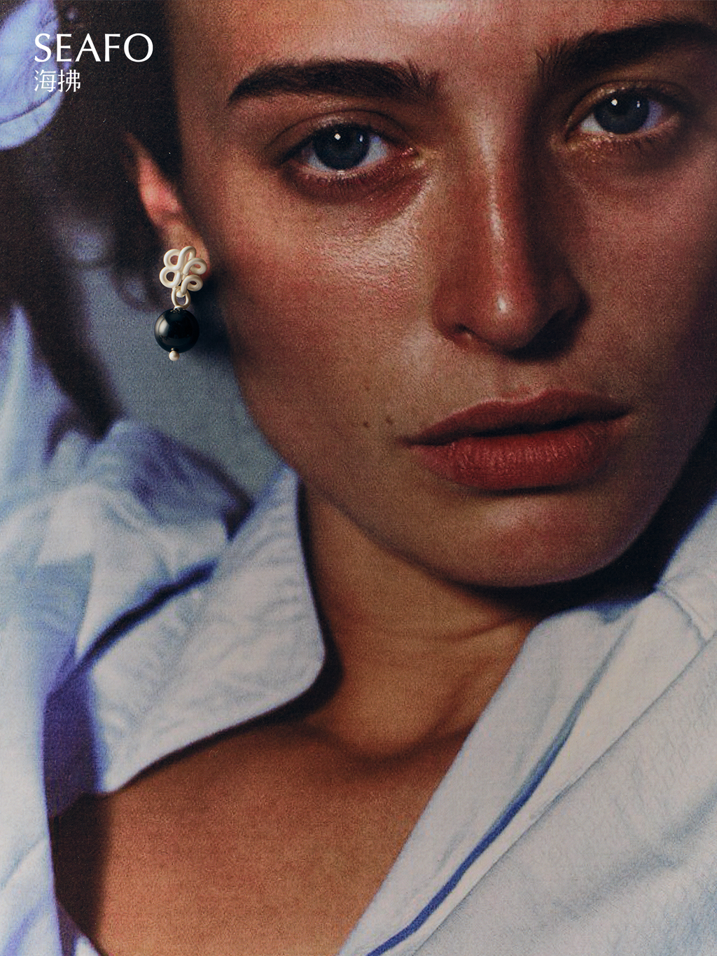 Black Stone Knotless Earrings