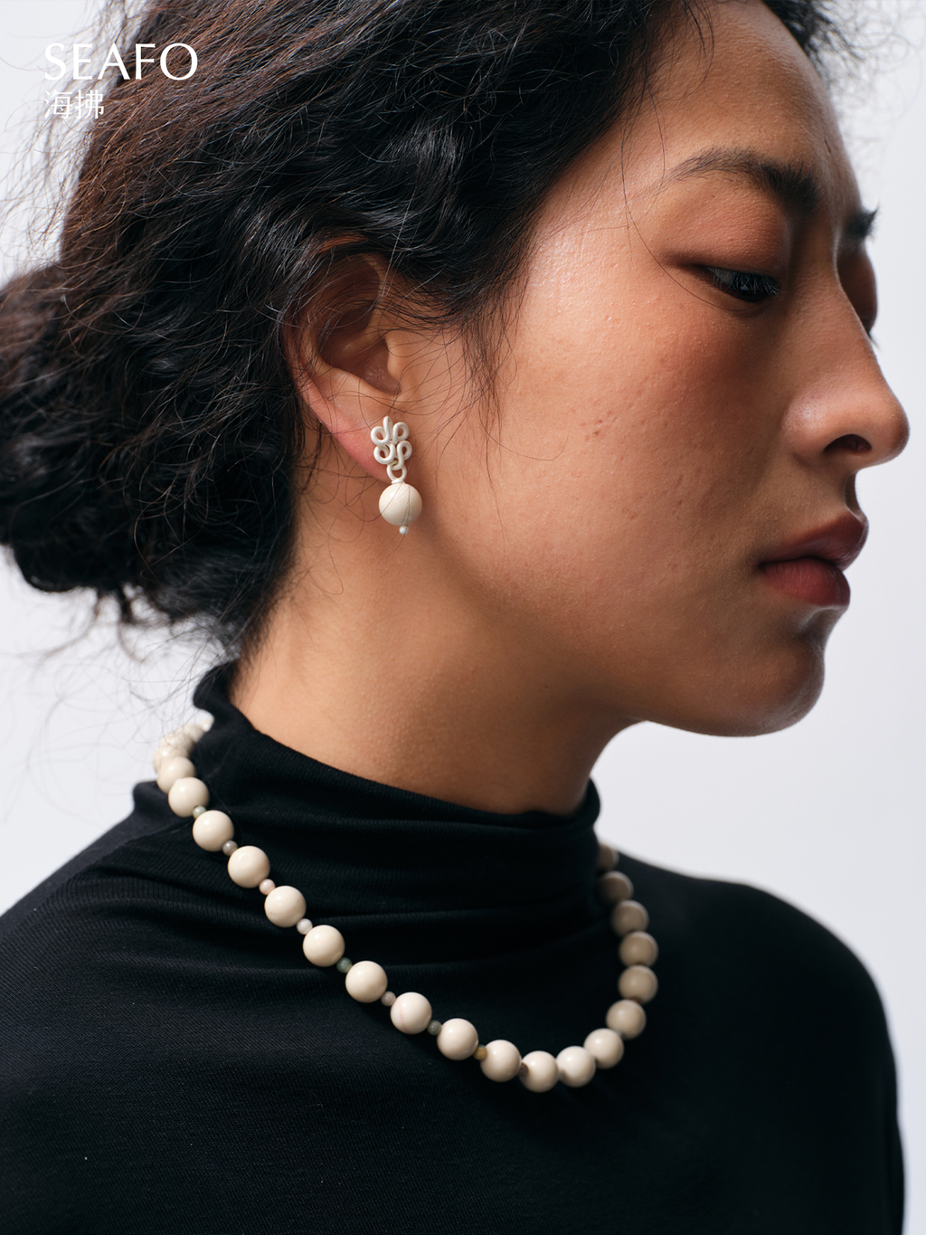 White Stone Knotless Earrings