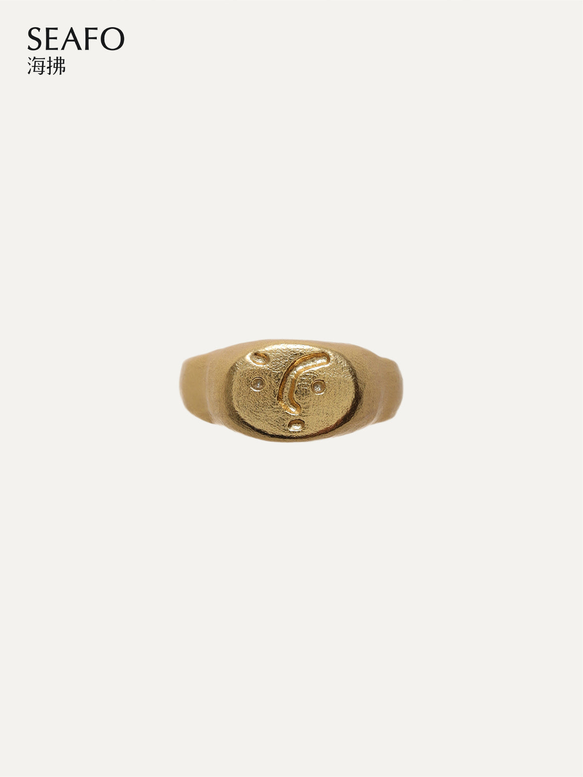 SEAFO Abstract Face Pinky Ring (Gold)