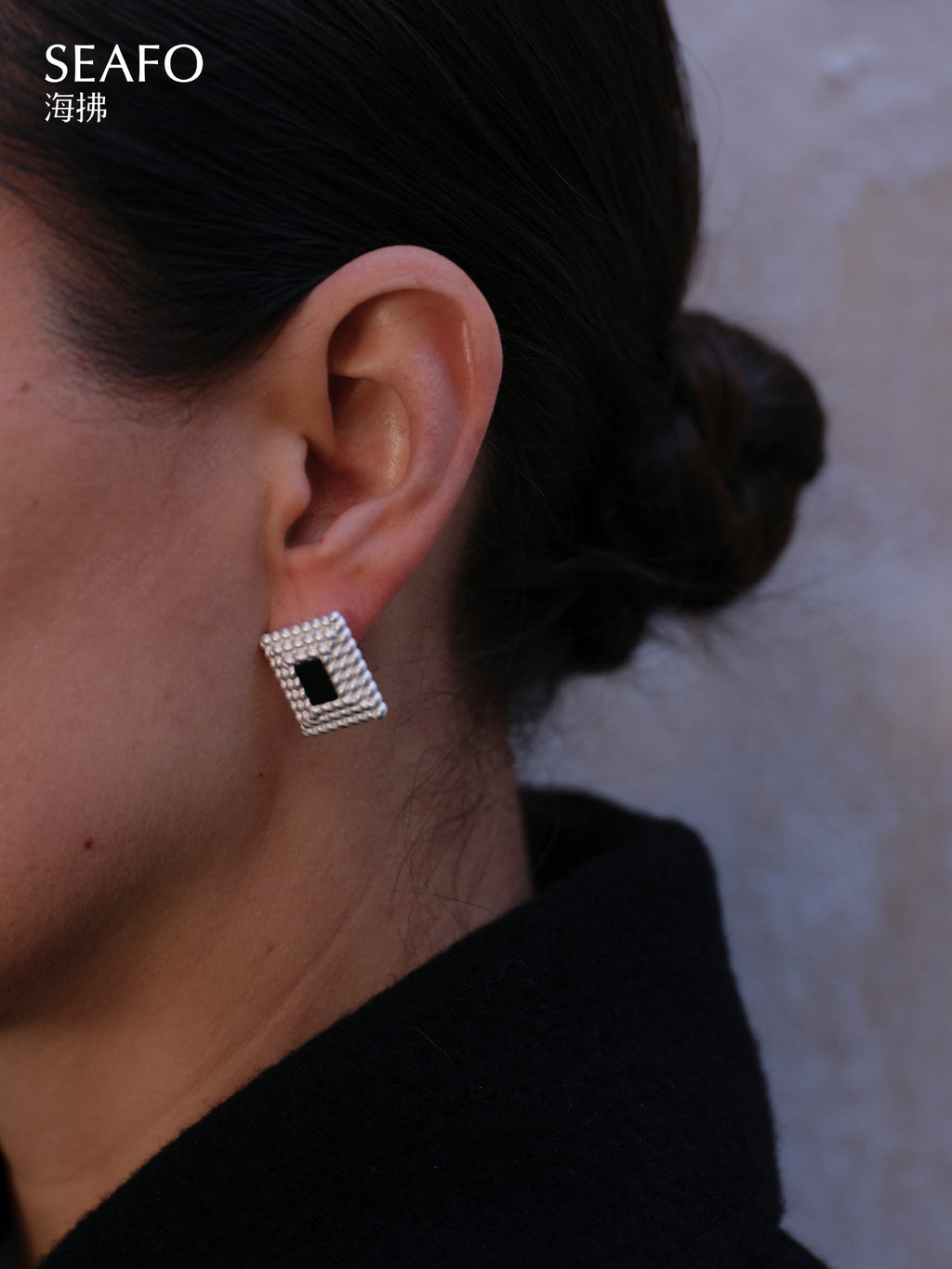 'Lacquer' B&W Agate Earrings