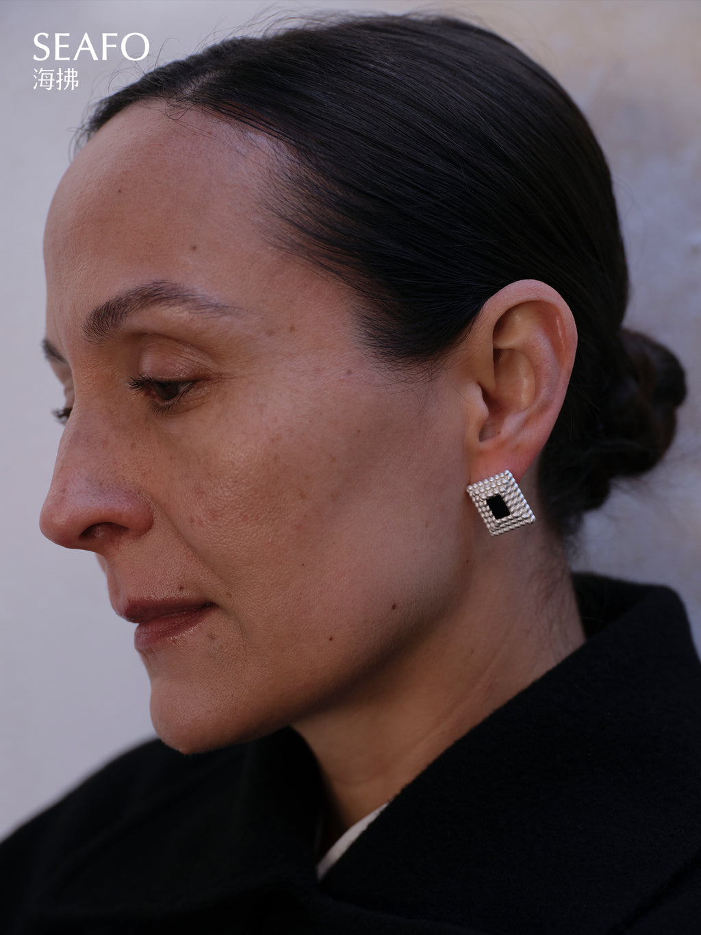 'Lacquer' B&W Agate Earrings