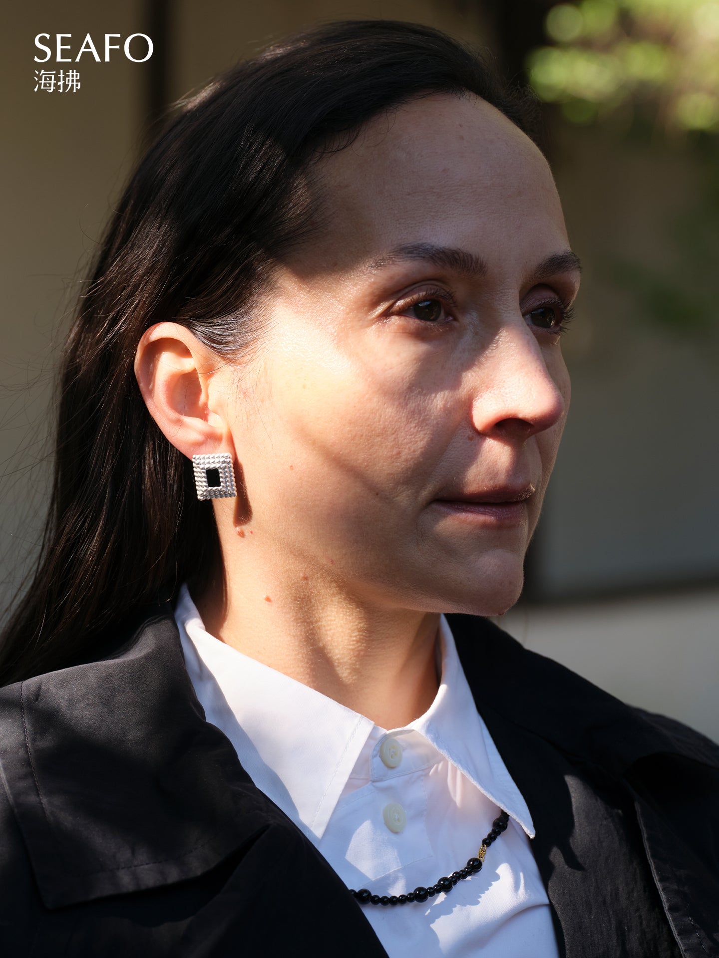 'Knotless' Black Onyx Beaded Necklace