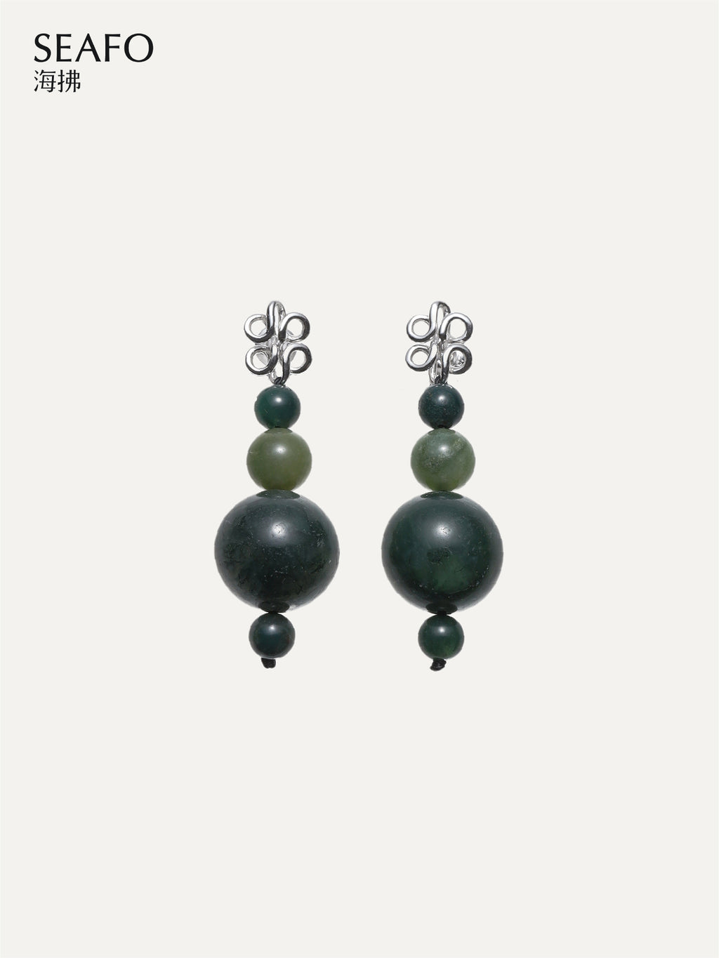 'Knotless' Gleen Onyx Beaded Stud Earrings
