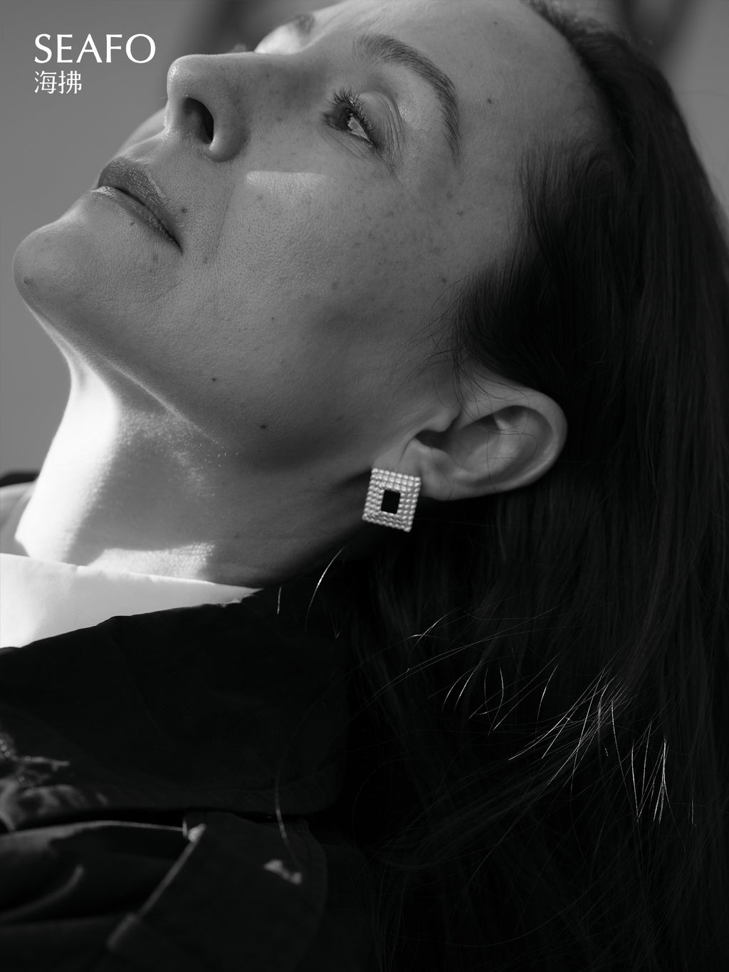 'Lacquer' B&W Agate Earrings