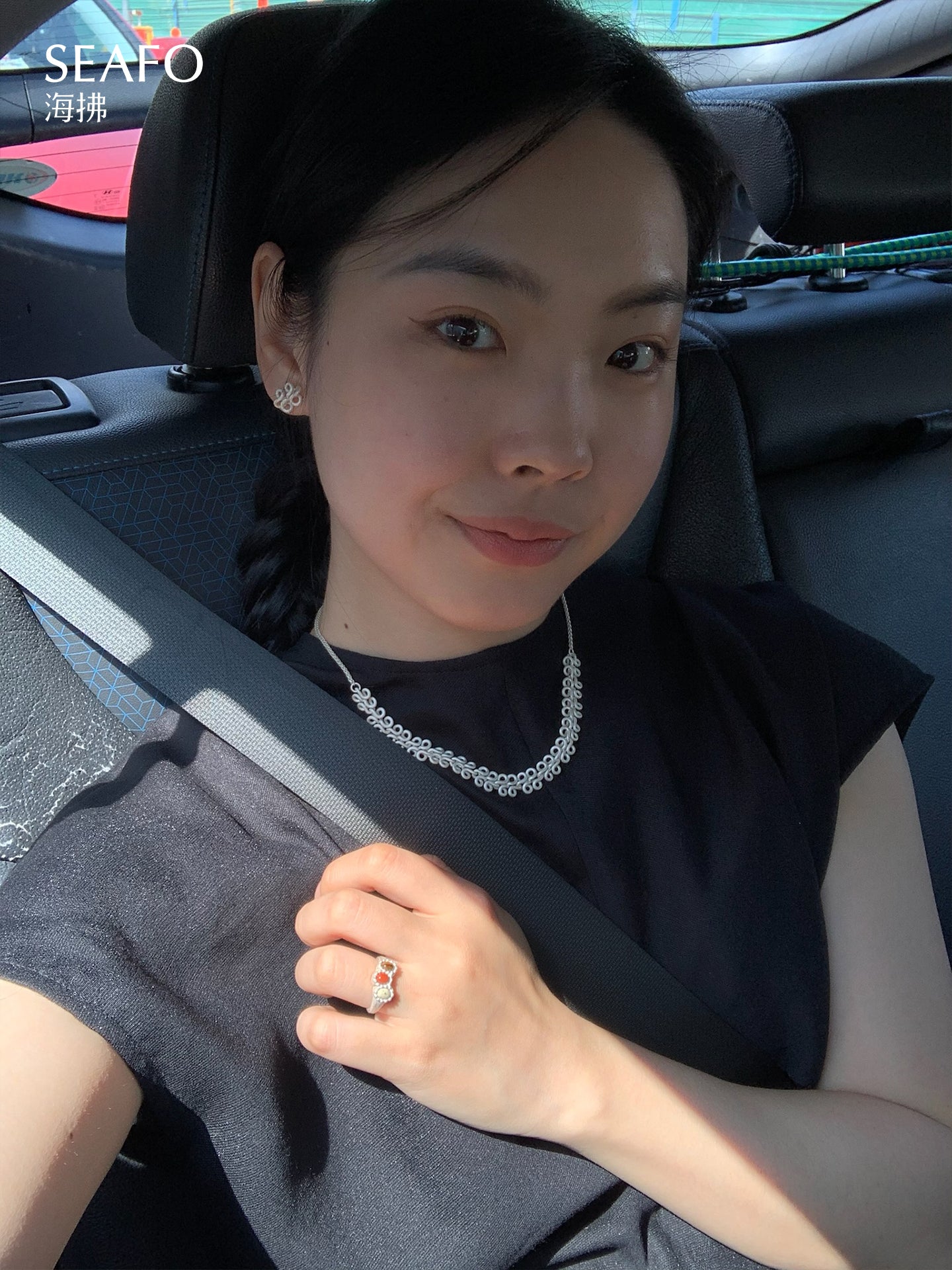 'Classic' Three-Stone Grandma Ring(Red Stone)